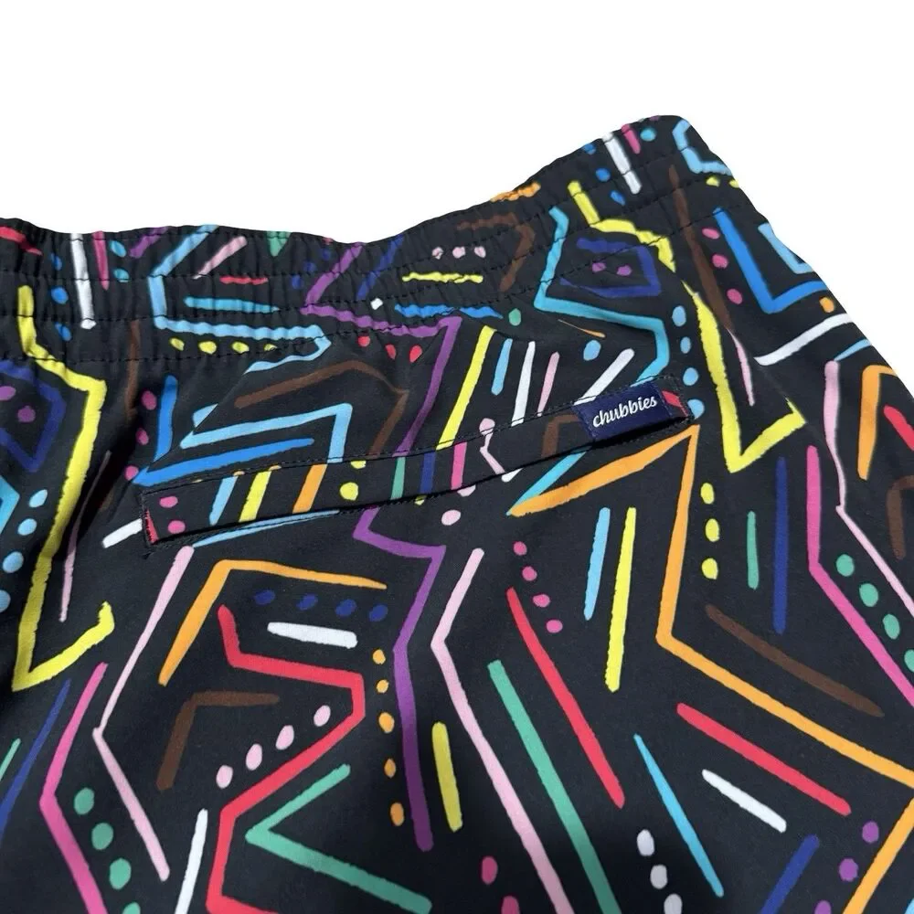 Chubbies Mens Swim Trunks XXXL Black Neon Geometric Scribble Mesh 7